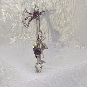 Antique From Scotland Thistle And AX Silver Pin Brooch Very RARE